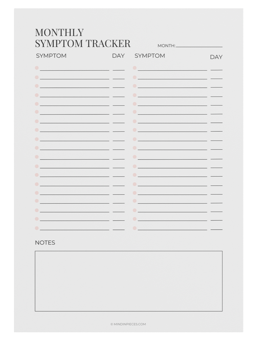 FREE Monthly Symptom Tracker Printable Digital Download product image (2)