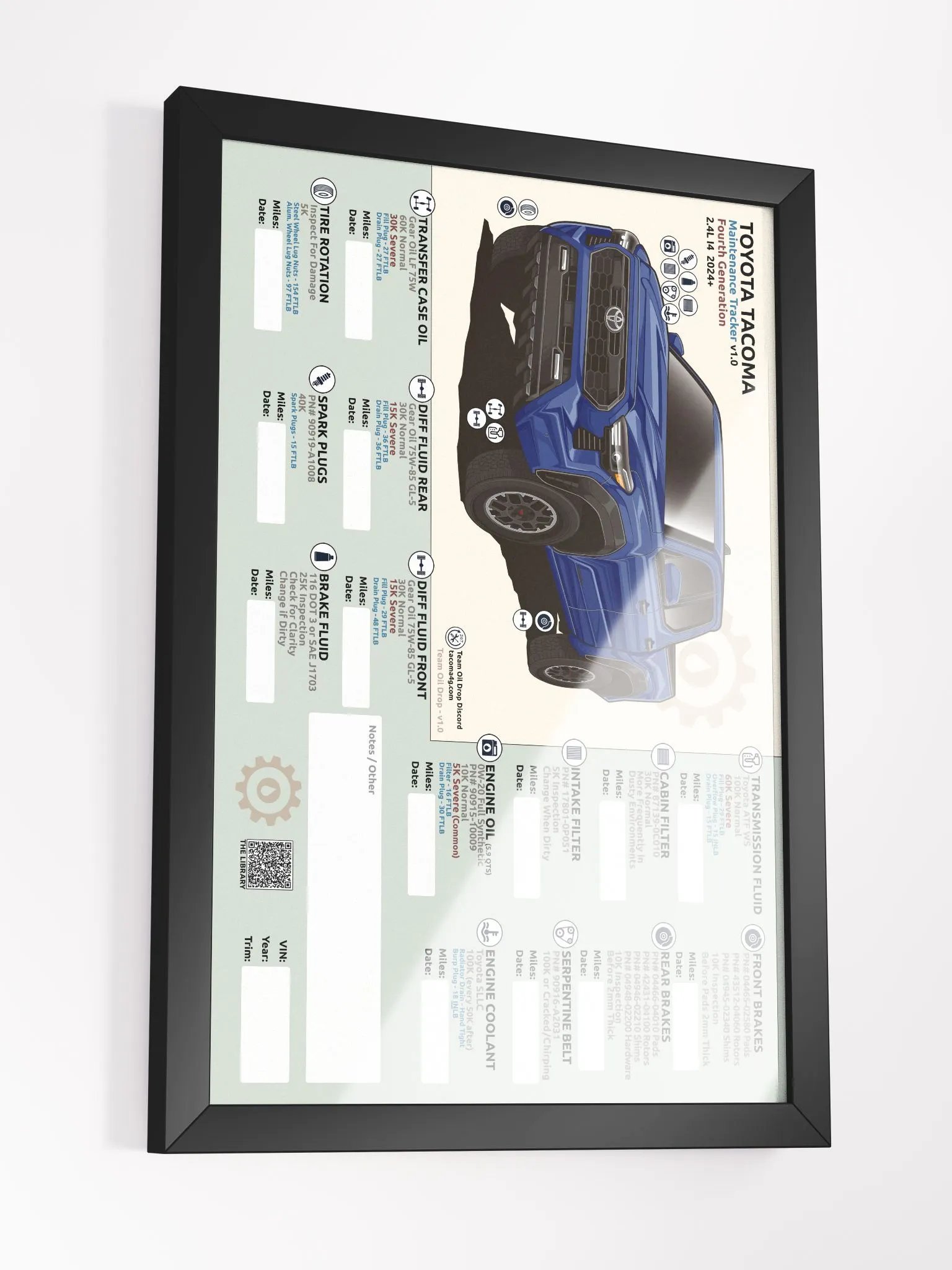 4TH GEN MAINTENANCE TRACKER V1.0 - Blue (FRAMED) product image (4)