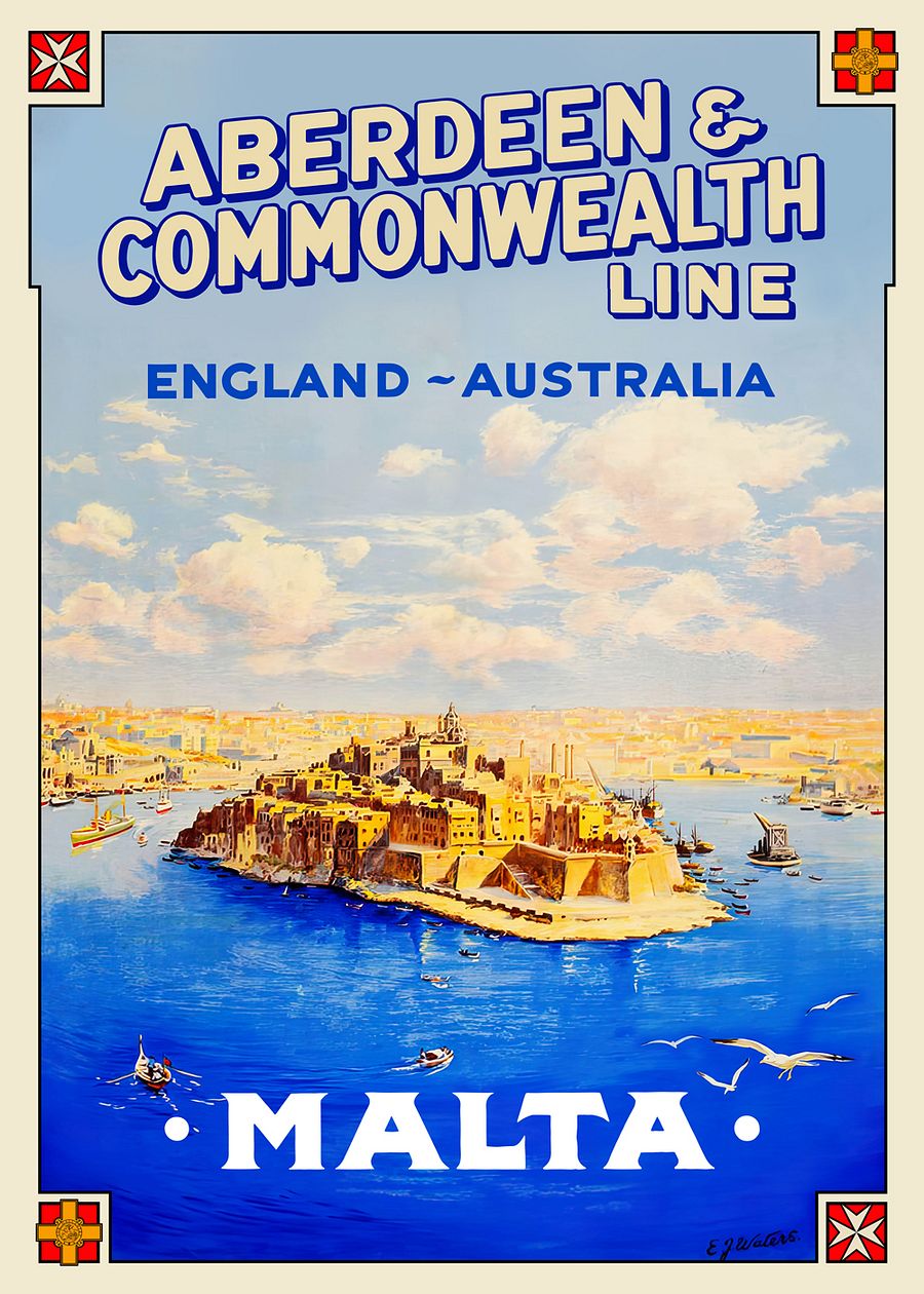 Malta, Valletta, 1930s — Retro vintage travel poster, retro travel poster, art deco poster product image (3)