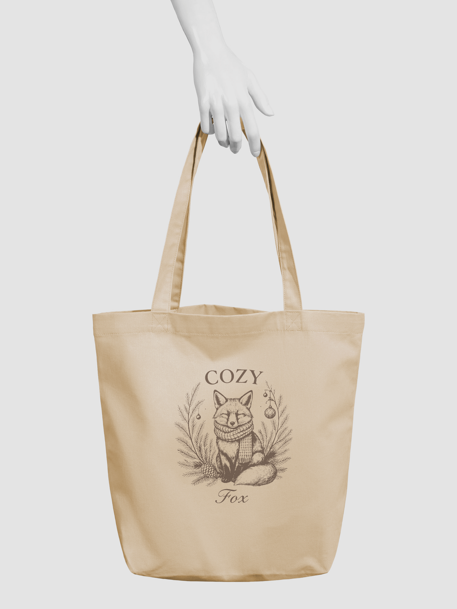Vintage Cozy Fox Christmas Tote Bag product image (3)