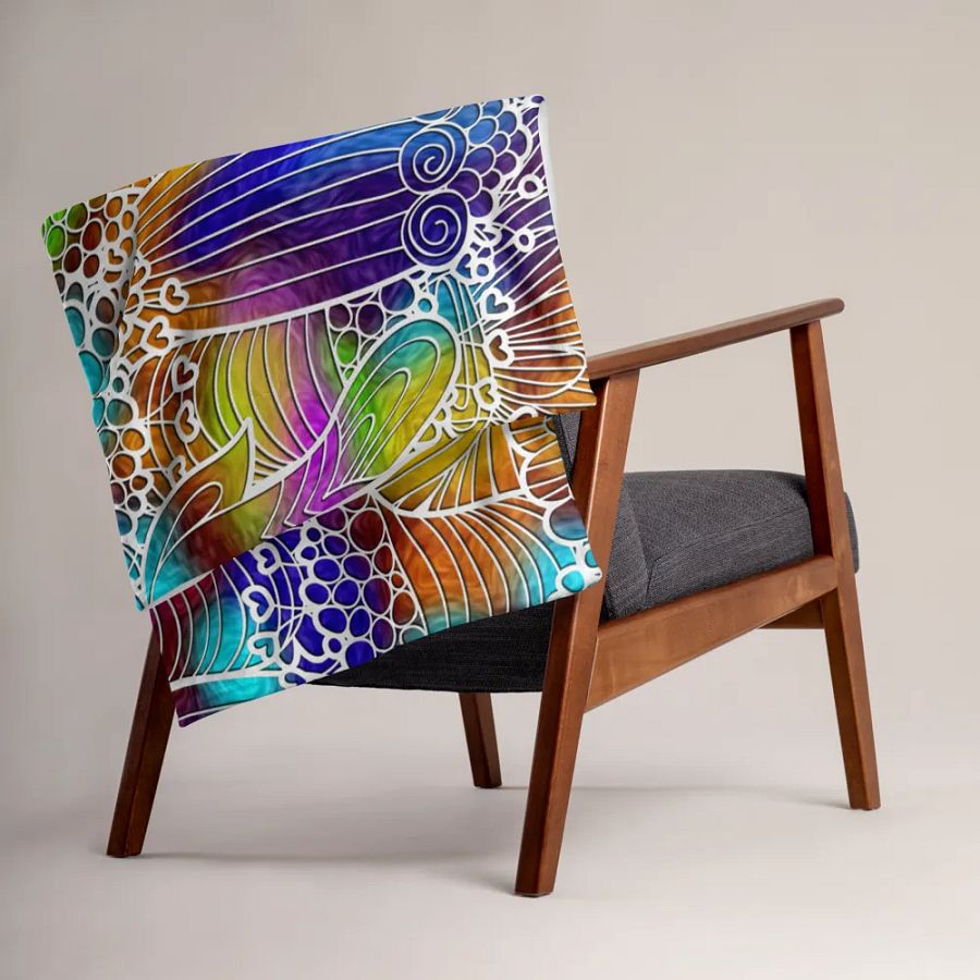 Colorful Retro Flowers Throw Blanket product image (15)