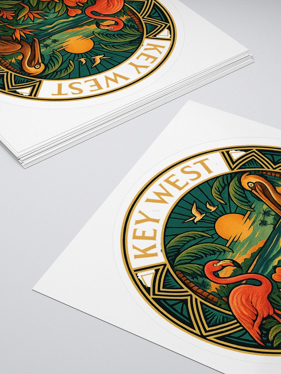 Kiss-Cut Key West Tropical Sticker with Pelican and Flamingo product image (4)
