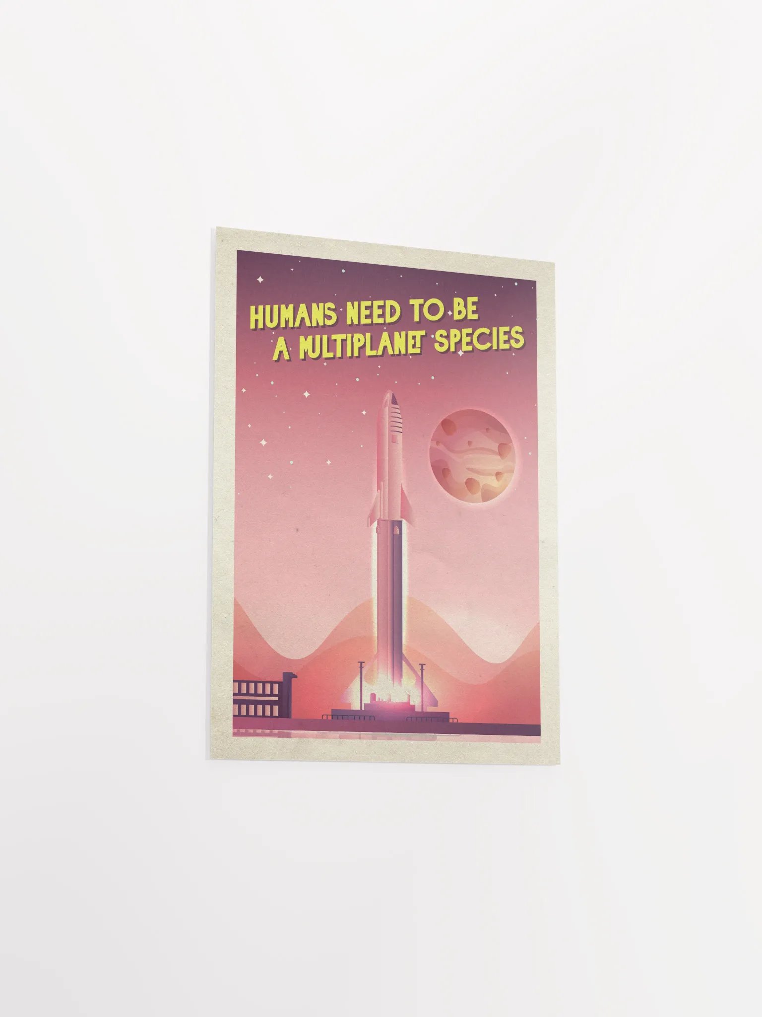 Humans need to be a multiplanet species, SpaceX Starship — Vintage space poster, retro space art, propaganda poster, retrofuturism art, retro sci-fi print product image (8)