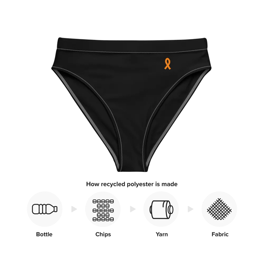 White HApex Gear White Logo Cancer Awareness Orange Ribbon. Black Recycled High Waisted Bikini Bottom product image (12)