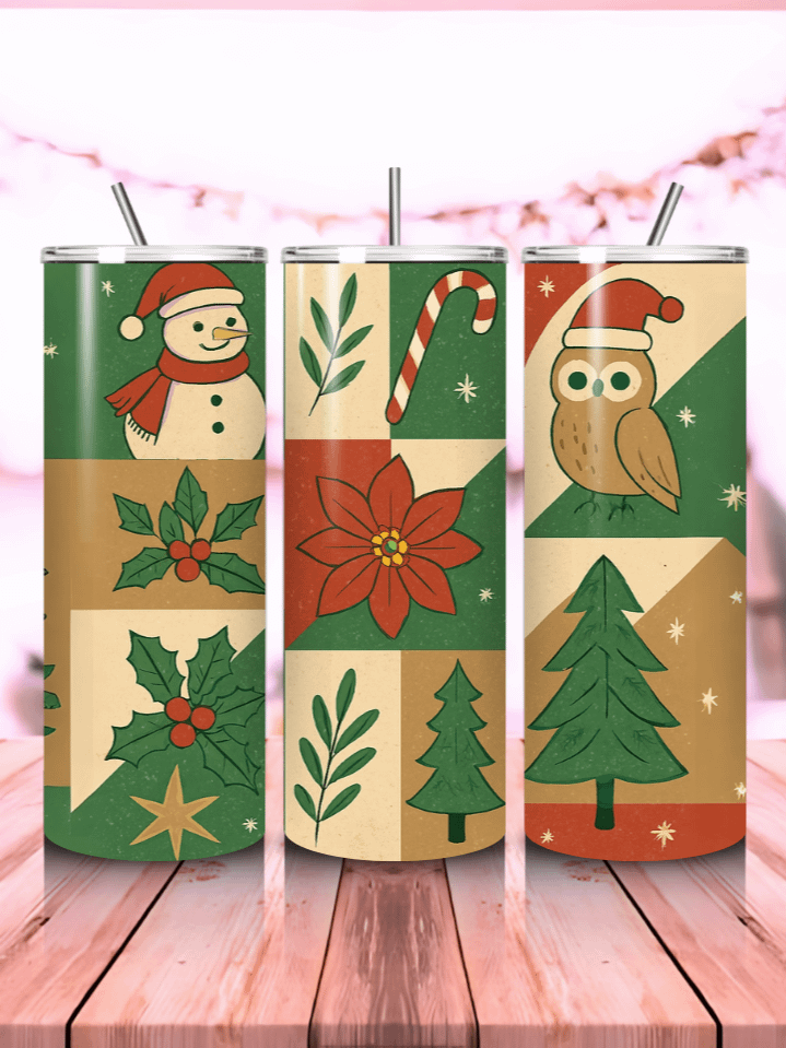 Christmas Tumbler Wrap PNG – 20oz Skinny Sublimation Design with Festive Holiday Icons & Cozy Winter Colors – Perfect Christmas Gift – 300 DPI Instant Digital Download product image (1)