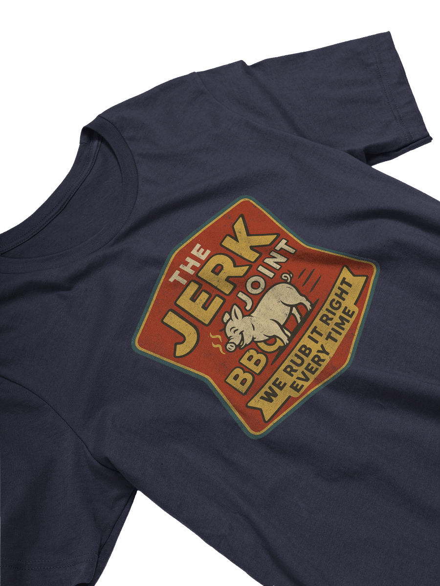 The Jerk Joint BBQ T-Shirt – Funny Retro BBQ Parody Shirt We Rub It Right Every Time product image (3)