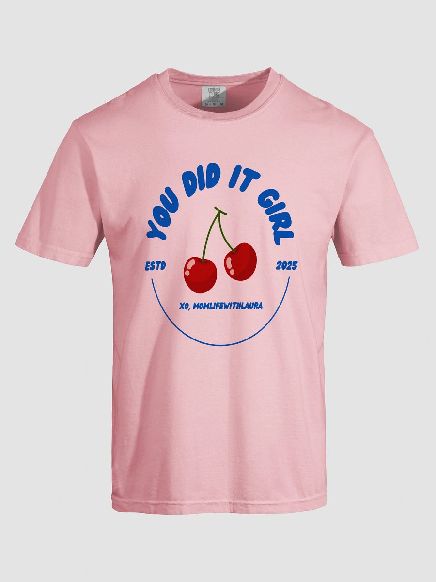 You Did it Girl Cherries Comfort Colors Tee - Blue/Pink/Green product image (5)