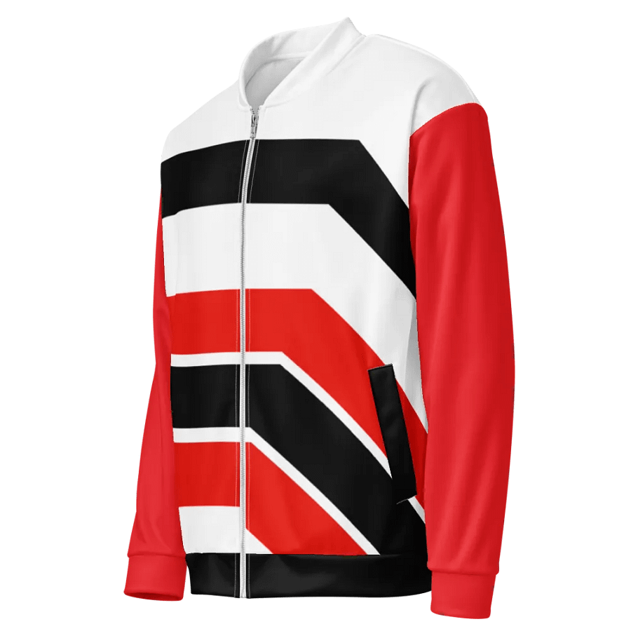 Black/White/Red Bent Lines Unisex Bomber Jacket product image (3)