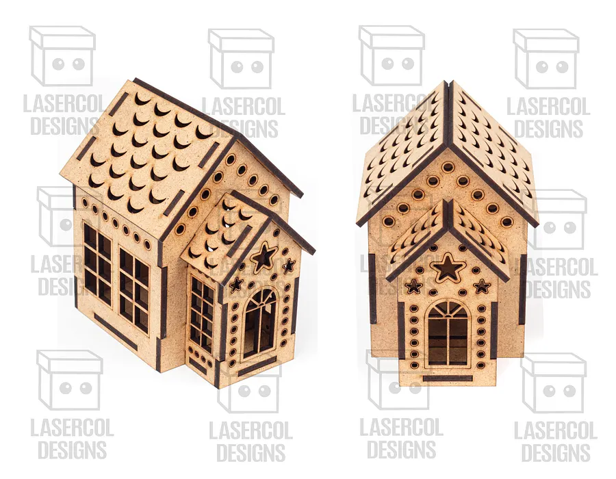 Christmas Houses Set 2 (5 Styles) - Laser Cut Files product image (5)