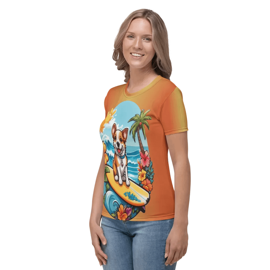 Dog Surfing All Over Print T-shirt product image (4)