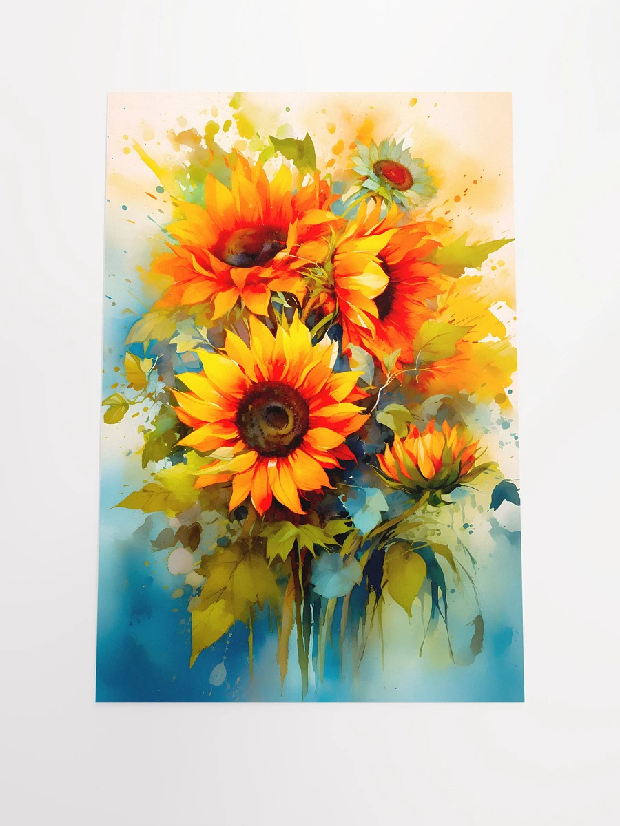 Vibrant Watercolor Sunflowers in Bloom Watercolor Painting Matte Poster product image (3)