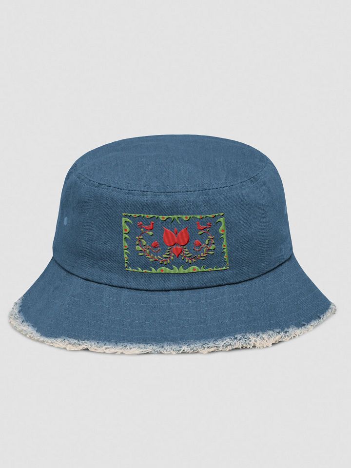 Hungarian Floral and Bird Denim Bucket Hat product image (1)