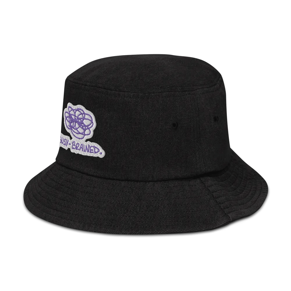 BUSY-BRAINED (purple bubble design) denim bucket hat product image (4)