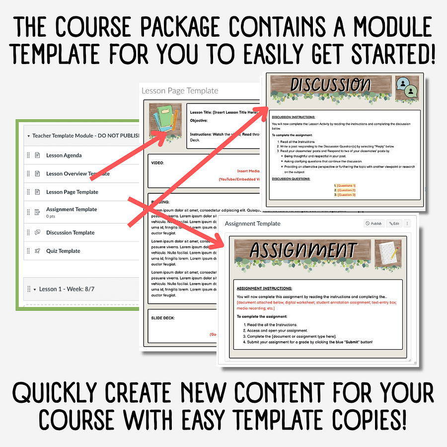 Canvas LMS Template - MODULE - Eucalyptus Farmhouse - 100% Customizable product image (4)