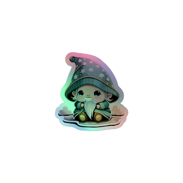 Whimsical Gnome Dressed in Green Holographic Sticker Sheet product image (1)