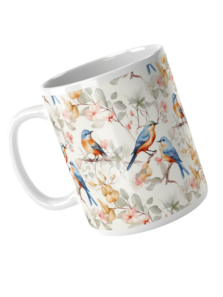 Bluebirds White Glossy Ceramic Mug by Treasure Pie product image (8)