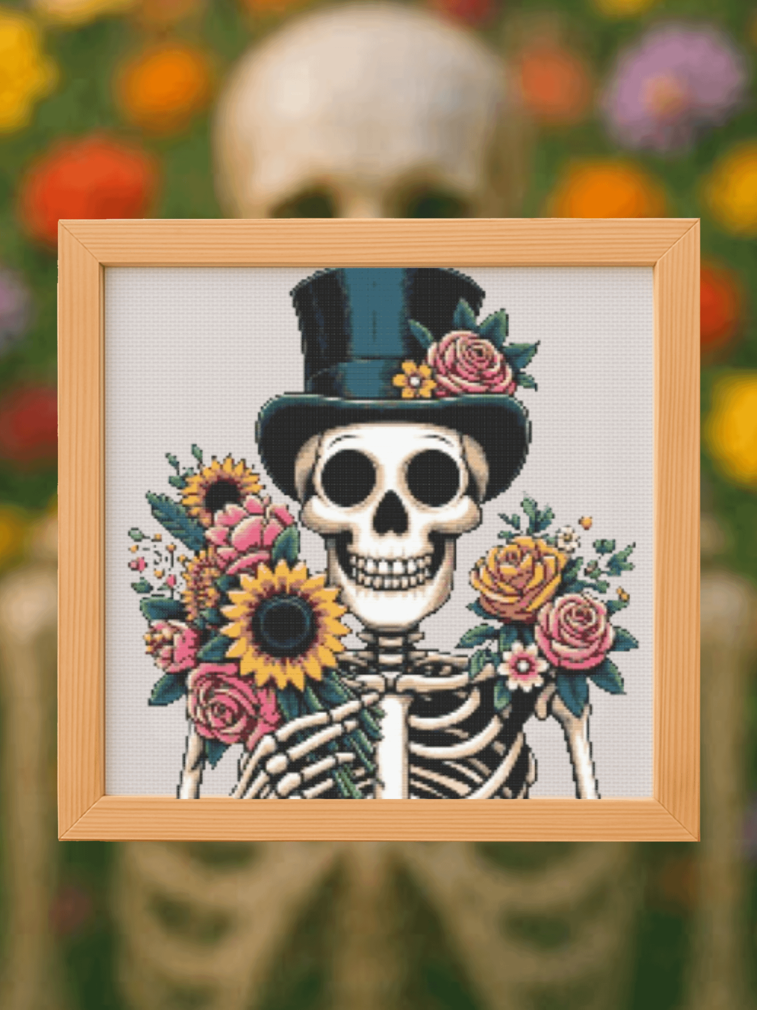 Floral Skeleton Cross Stitch Pattern product image (1)