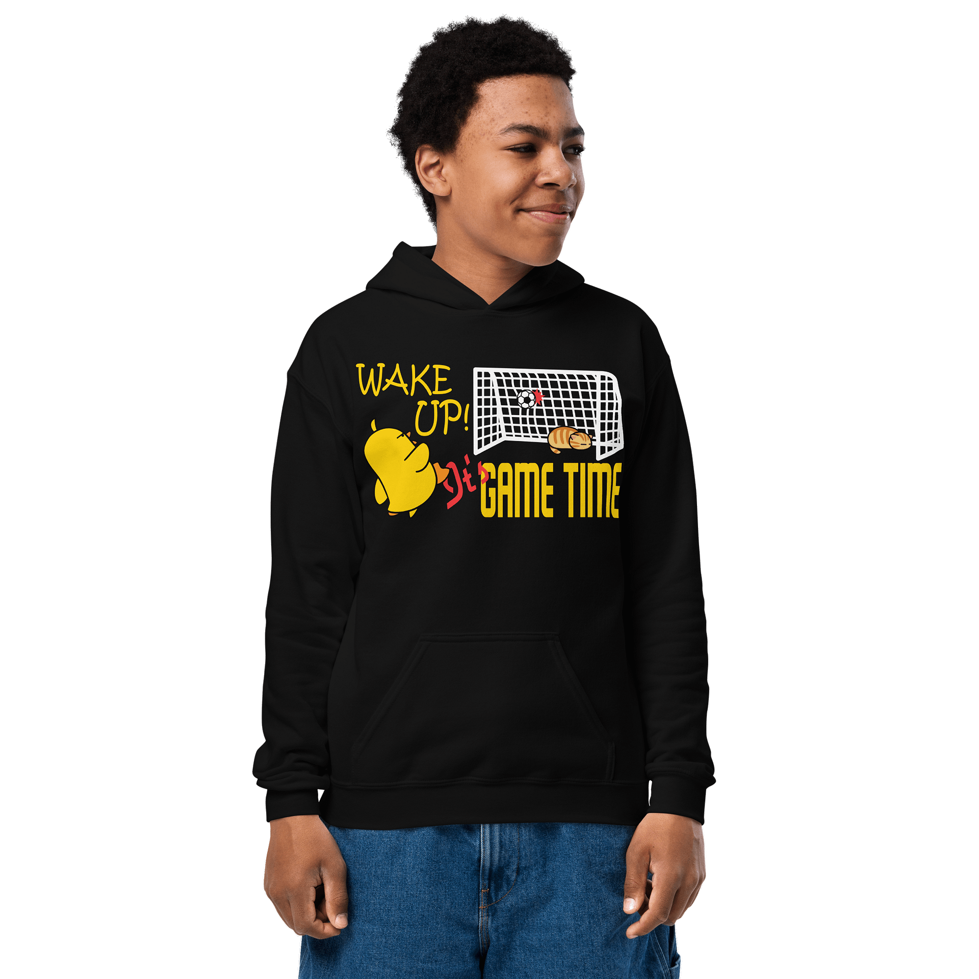 Soccer Cat (WAKE UP, It's GAME TIME) - Unisex Youth Hoodie product image (1)
