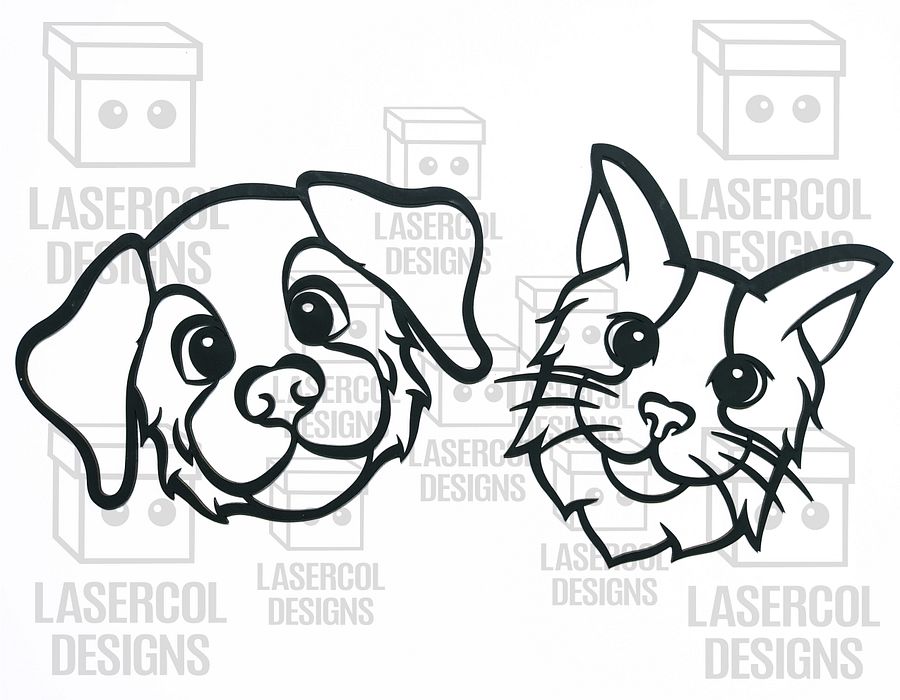 Cute Dog and Cat Wall Art - Laser Cut Files product image (2)