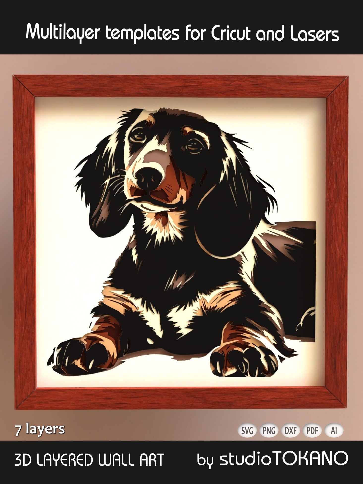 Dachshund 3D layered dog svg for Cricut product image (1)