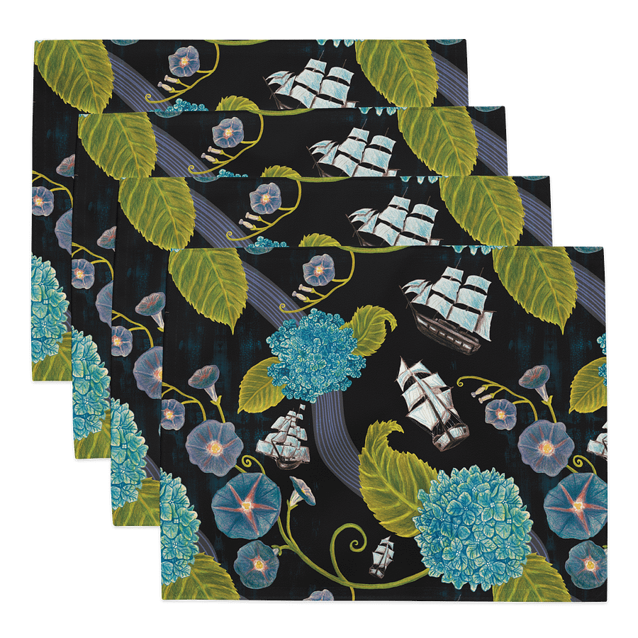 Heritage Revival Tall Ships Serpentine Pattern | Placemats – Set of 4 | MONIQUE FAELLA DESIGNS™ product image (1)