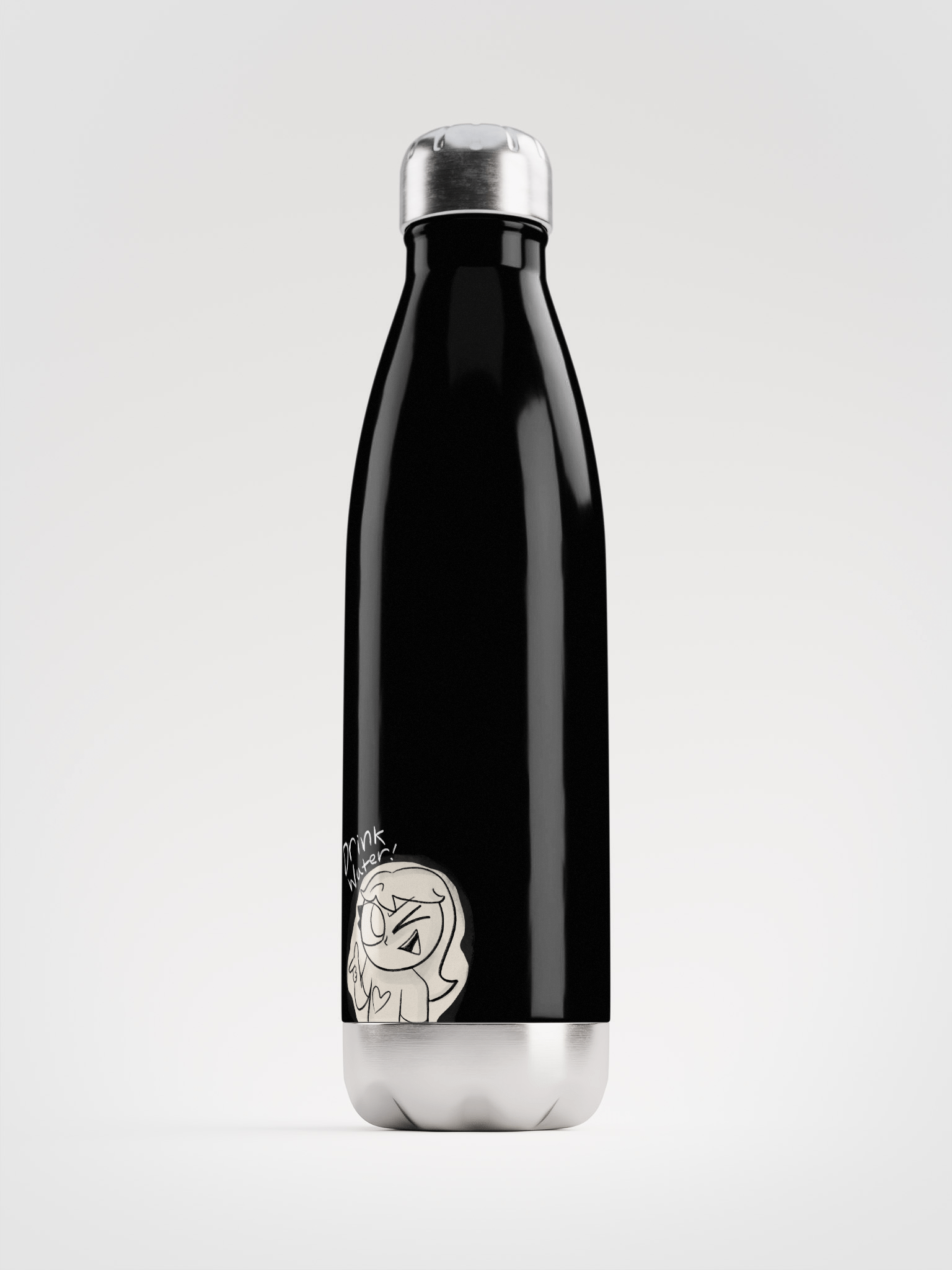 Indy "Drink Water" Water Bottle (Black Version) product image (1)