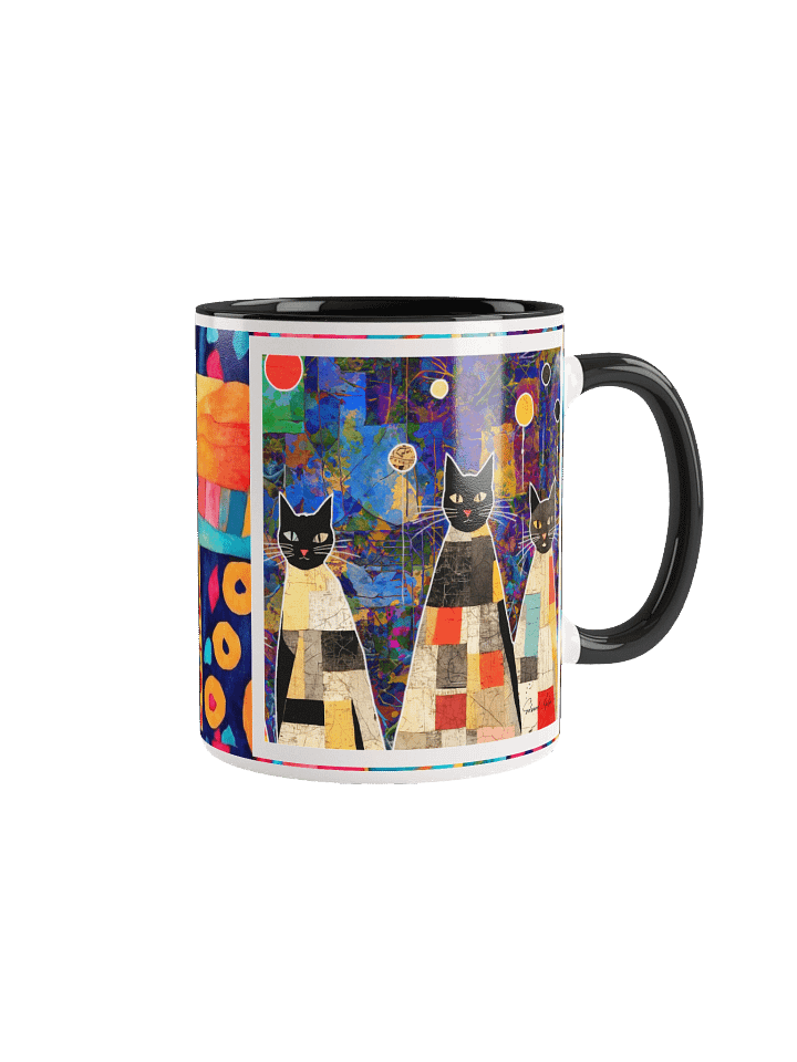 Whimsical Patchwork Cats Ceramic Mug product image (1)