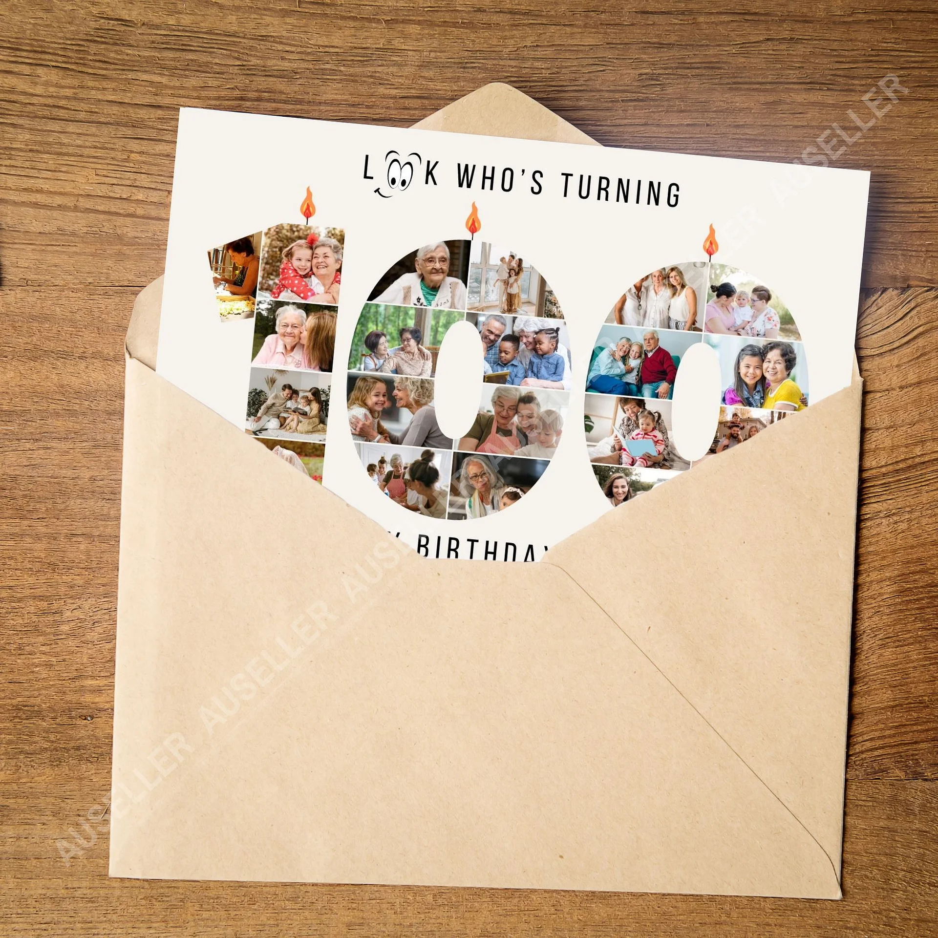 100th Birthday Number Photo Card Canva Template product image (2)