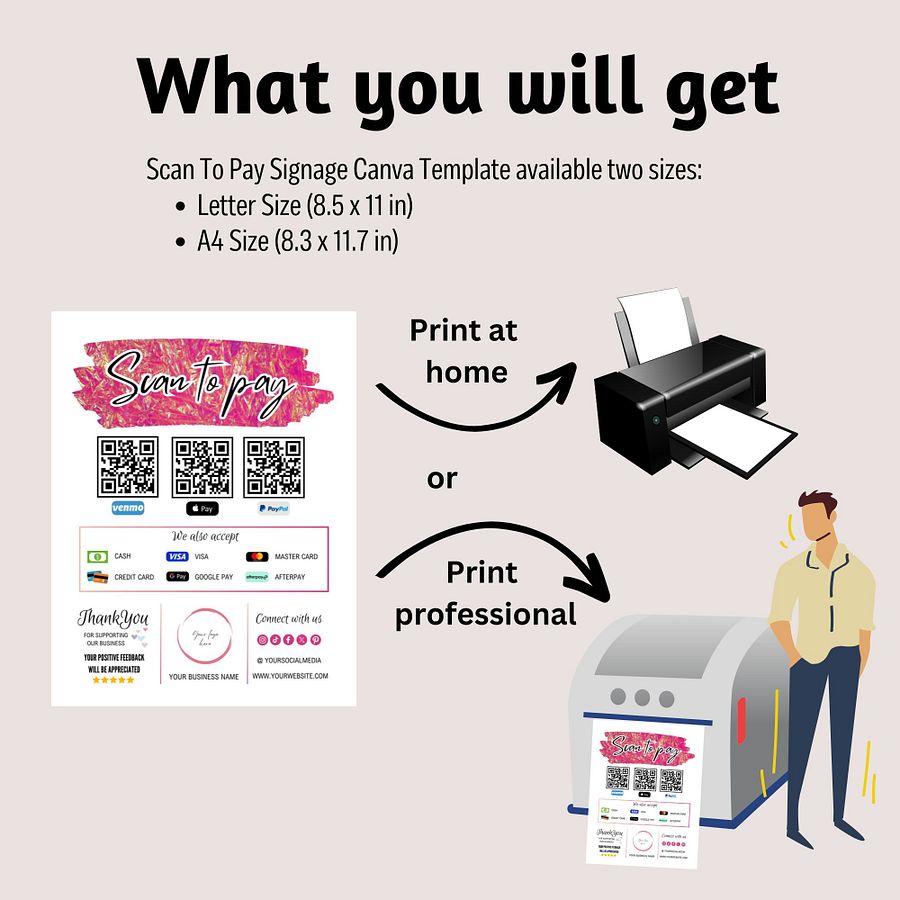 Pink Marigold - Scan To Pay QR Code Sign Template product image (3)