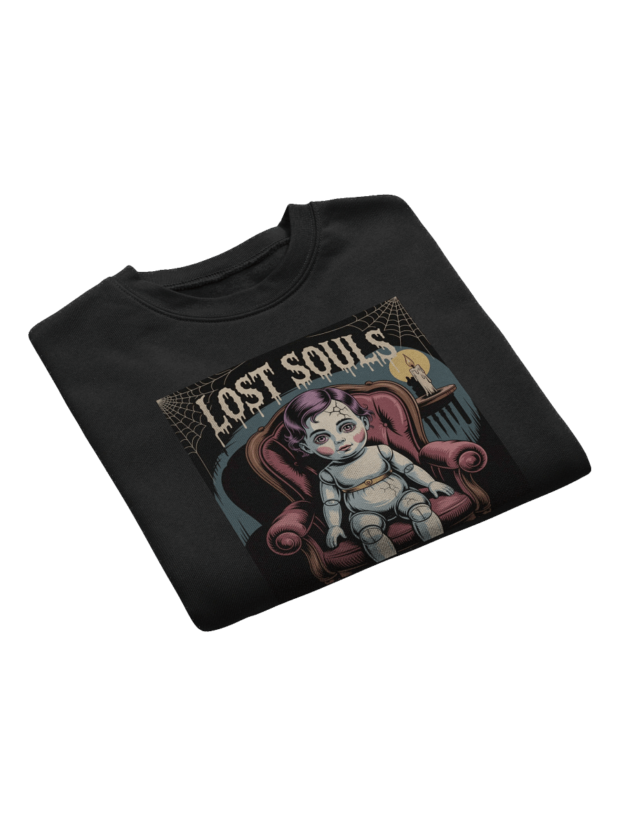 Lost Souls Women's Fleece Crop Sweatshirt - Black Gothic Doll Design by Midnight Veil Designs product image (7)