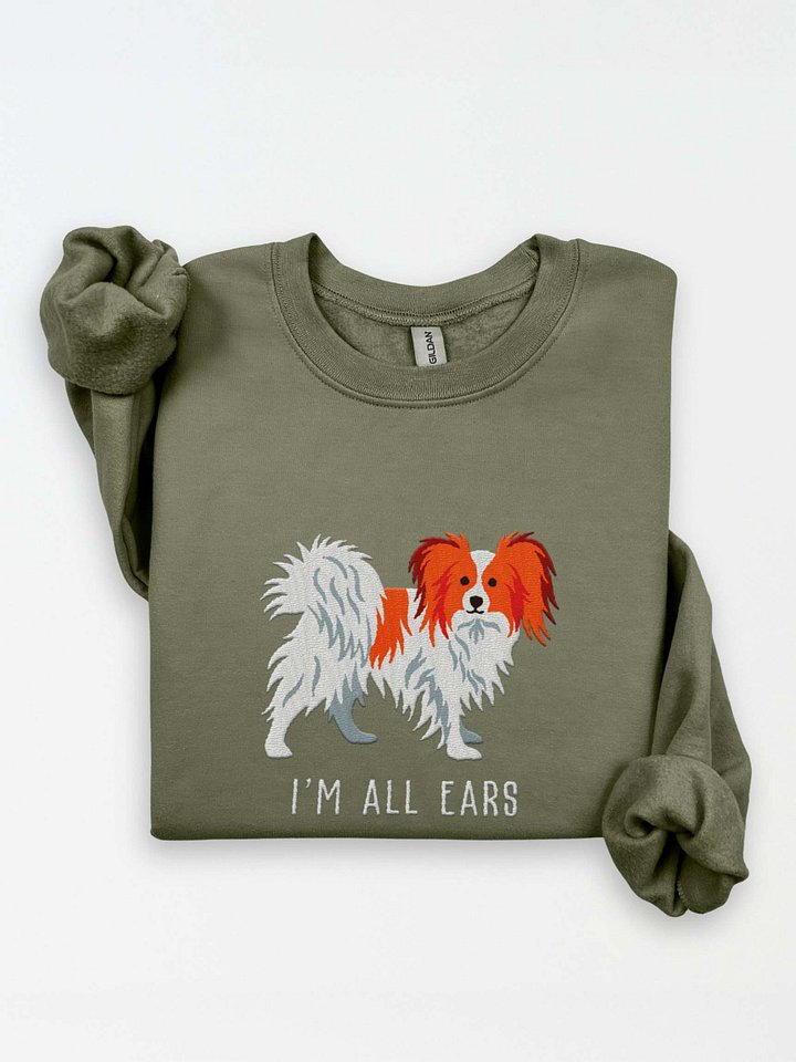I'm All Ears Sweatshirt (Embroidered) of a Papillon(Red & White) product image (1)