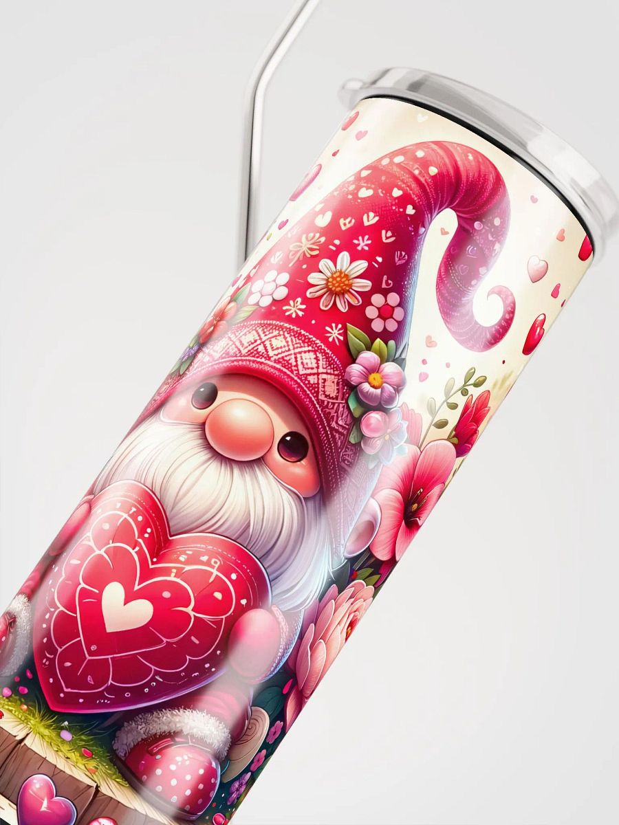 Valentine's Gnome Hearts & Flowers Stainless Steel Tumbler: Gifting Love product image (5)