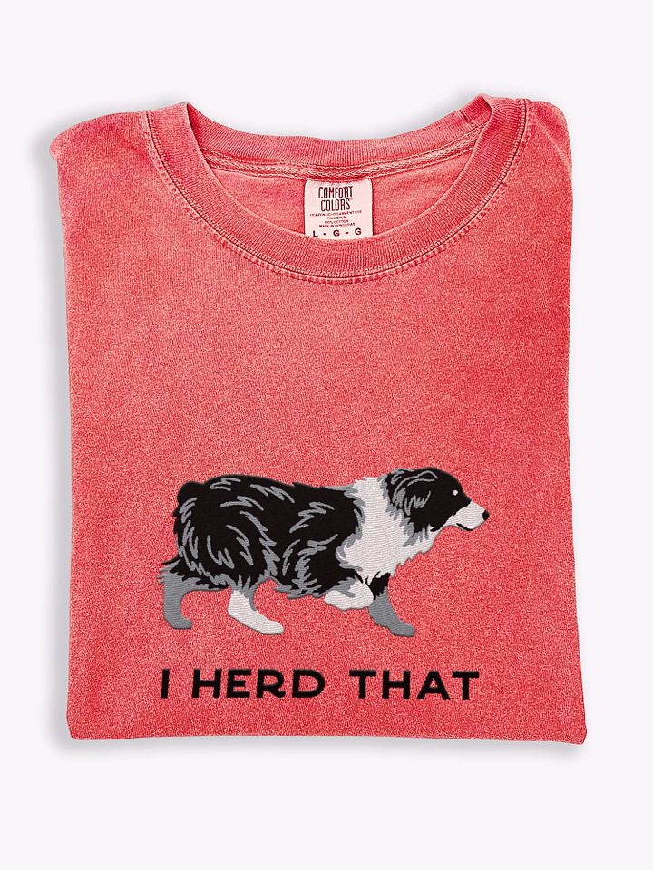 I Herd That T-Shirt(Embroidered) of an Australian Shepherd(Black & White) product image (1)
