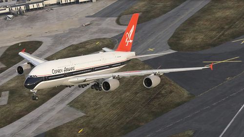 Some community images of the mighty @flybywiresim A380X in @msfsofficial with our Osprey Airways vintage livery painted by Za...