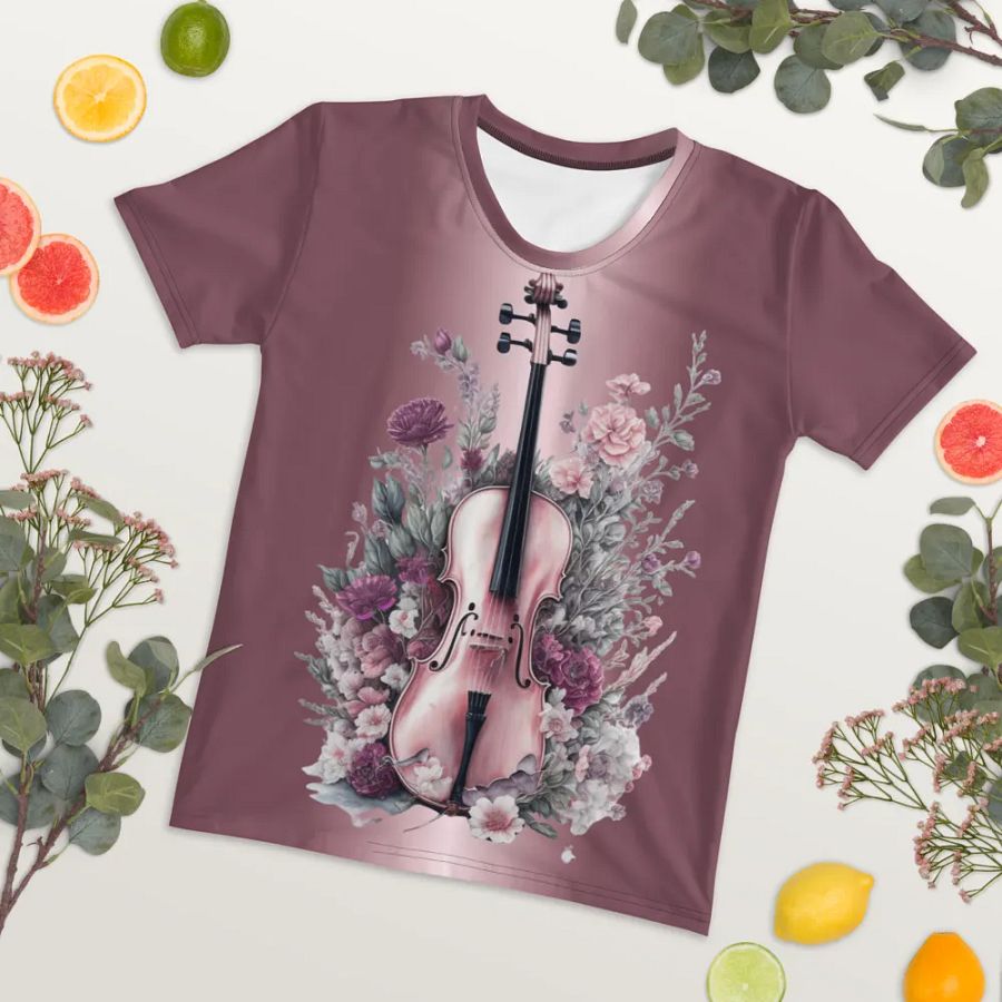 Floral Violin All Over Print T-shirt product image (7)