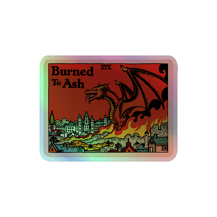 Fantasy Dragon Scene: Burned to Ash Holographic Sticker product image (2)