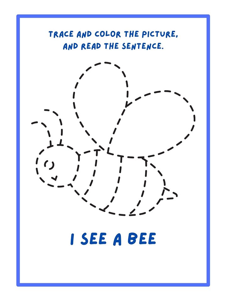 Printable Worksheets: Animal Fun – Trace, Color, and Read product image (2)