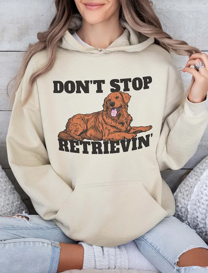 Don't Stop Retrievin' Hooded Sweatshirt of a Golden Retriever(Red) | Funny Hoodie for Goldie Paw-rents product image (18)