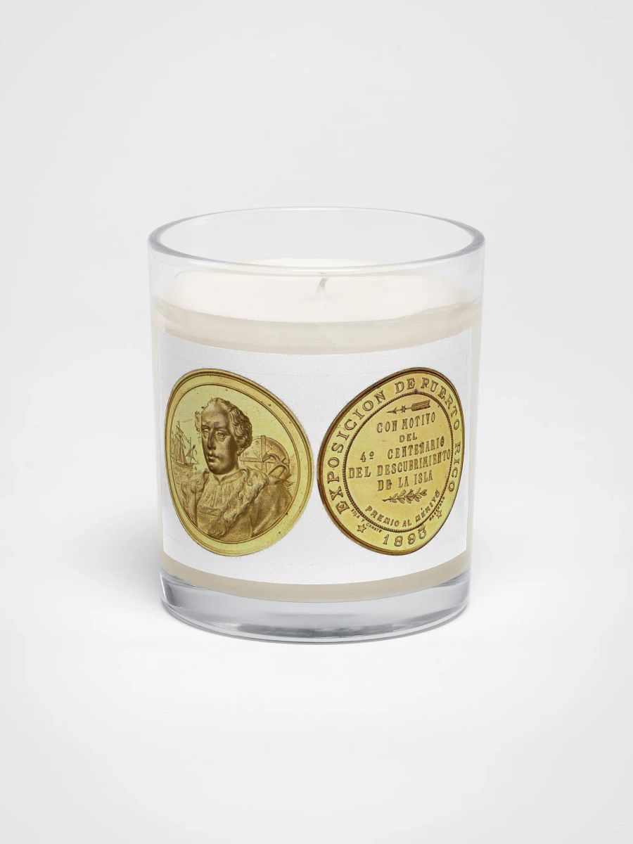 Vela de cera de soja blanca - Medalla conmemorativa Exposición de Puerto Rico 1893 product image (1)