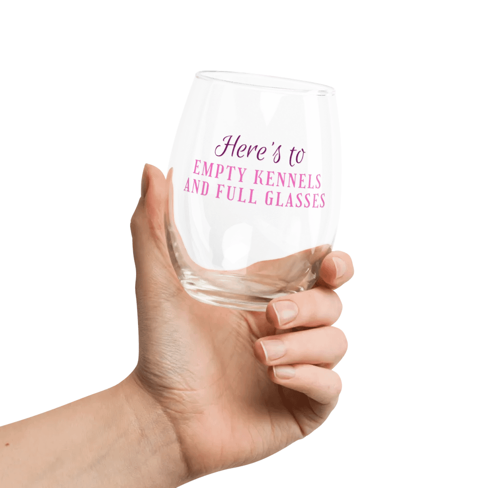 Here's to empty kennels and full glasses, Stemless Wine Glass product image (1)