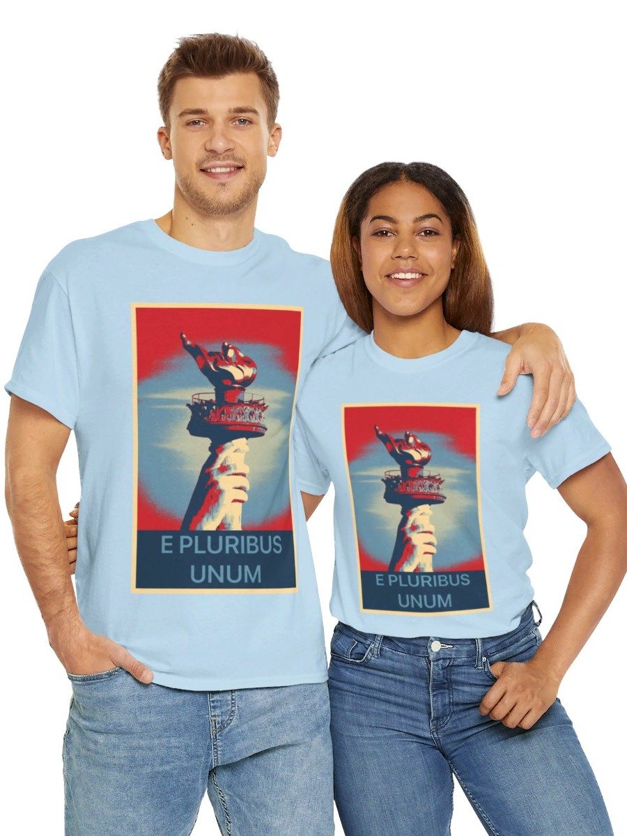 E Pluribus Unum 100% Cotton Patriotic T-Shirt Nonpartisan Blue product image (2)