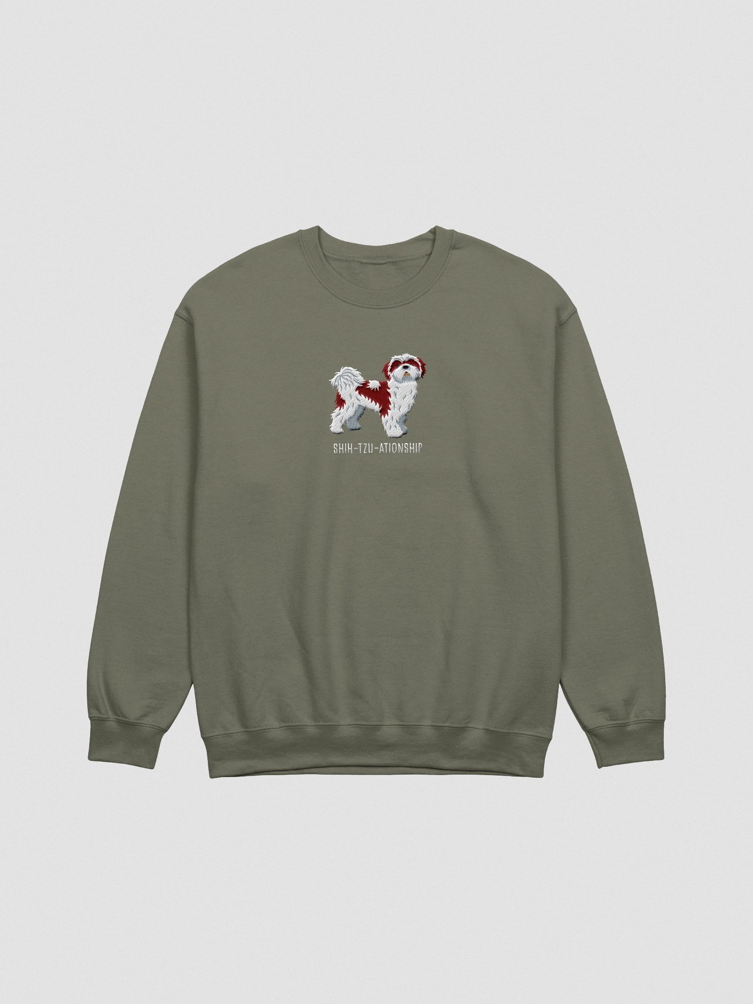 Shih-Tzu-ationship Sweatshirt (Embroidered) of a Shih Tzu(Chocolate & White) product image (4)