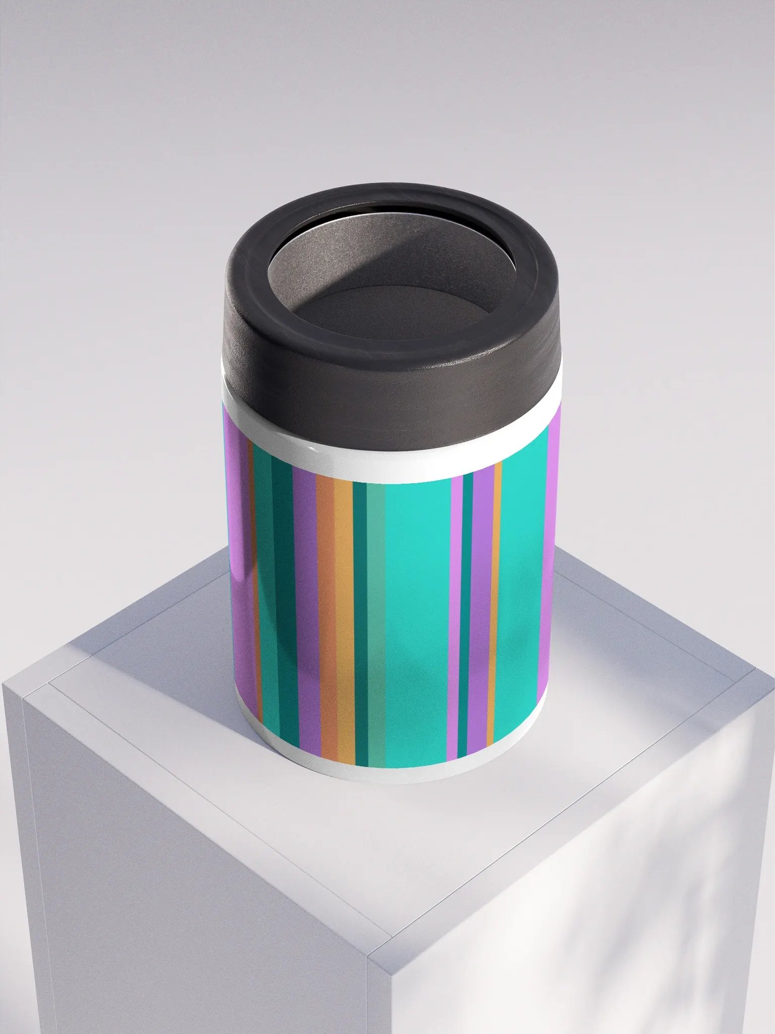 Colorful Striped Party Time! Stainless Steel Koozie product image (4)