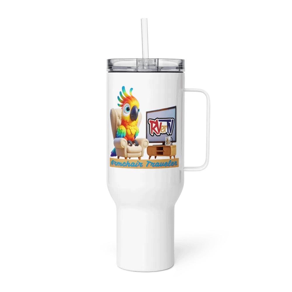 Armchair Traveler Bird - Travel Mug with Handle product image (3)