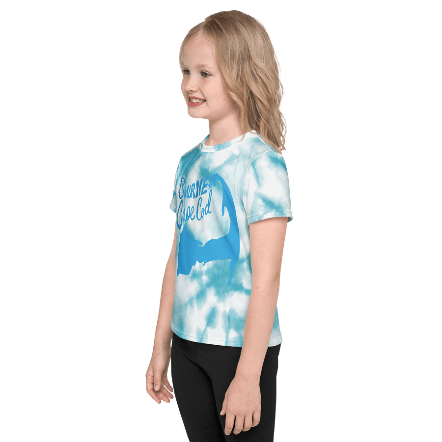 Girls' | Little Kids T-Shirt | BOURNE to Cape Cod™ | Vibrant Coastal Tee for Kids | Blue Logo on Blue Tie-Dye product image (3)