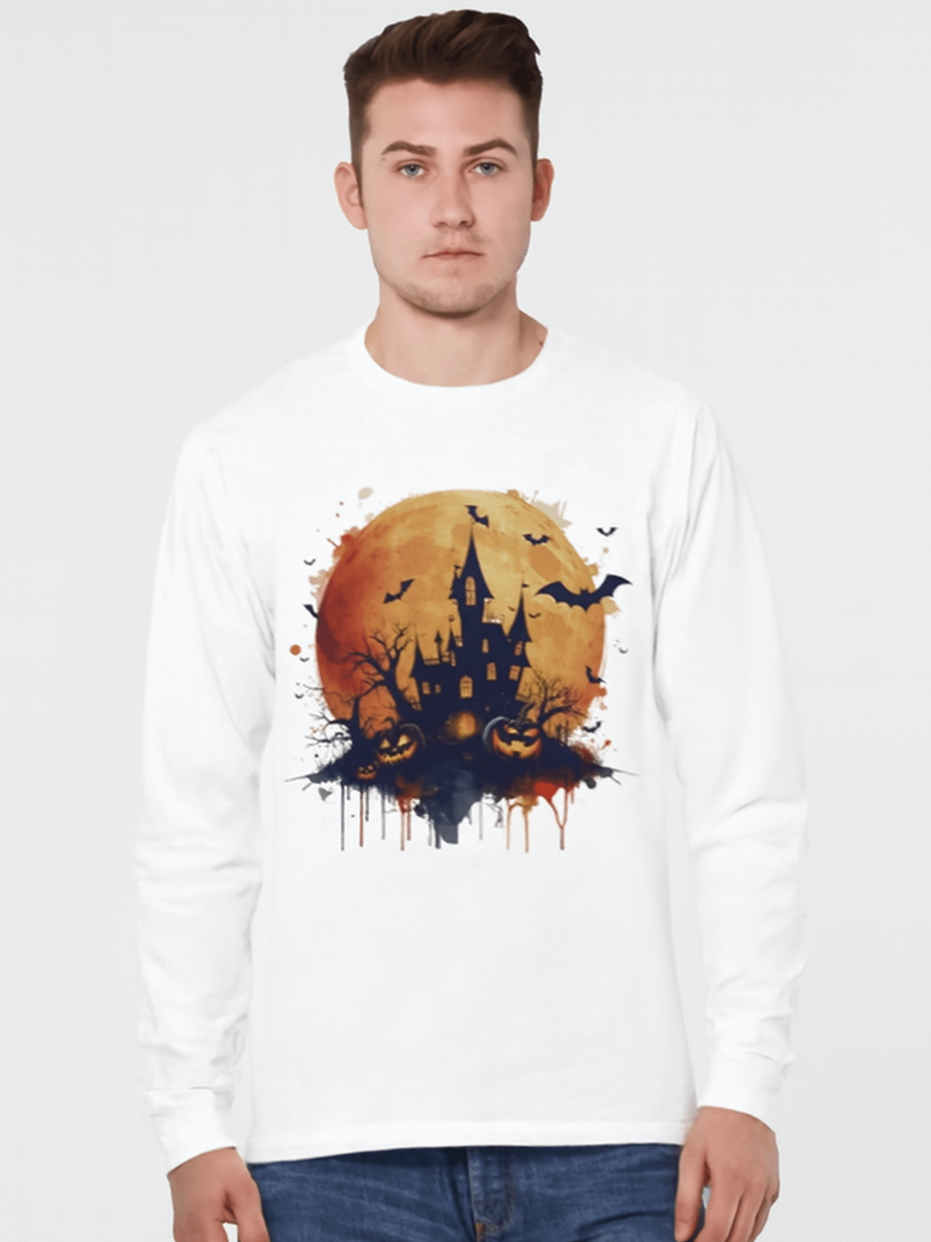Spooky Haunted House Halloween Long Sleeve T-Shirt product image (1)