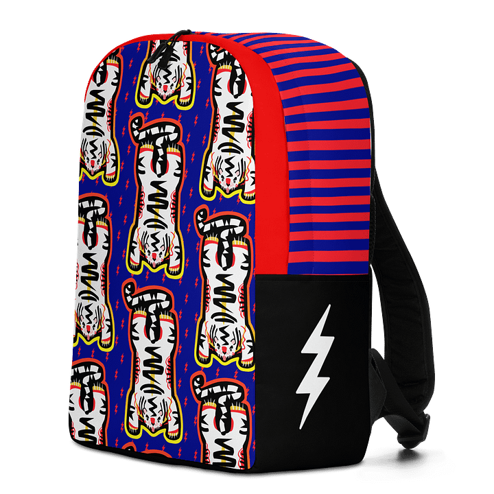 White Electric Tiger on Blue and Pink - Backpack product image (1)