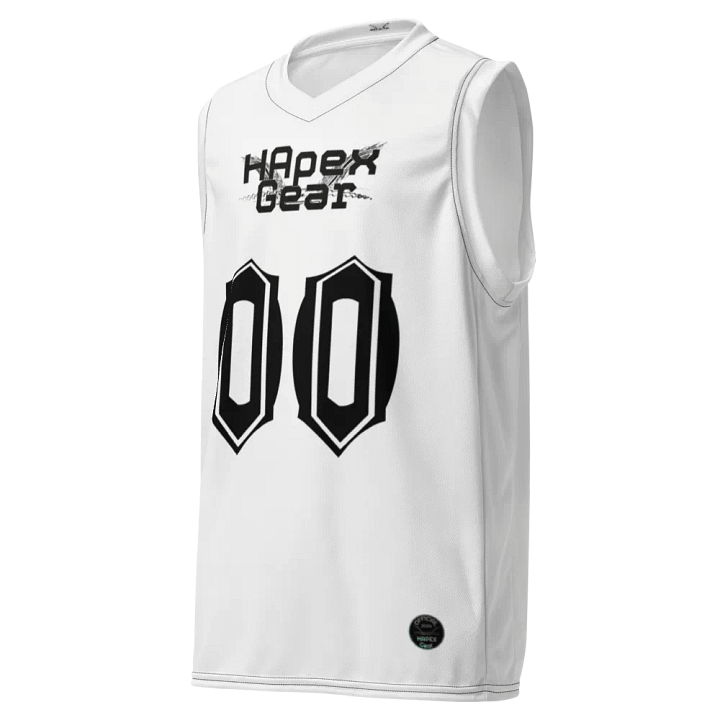 Toomey - White - Recycled Unisex Basketball Jersey - Black HApex Gear Black Logo product image (1)