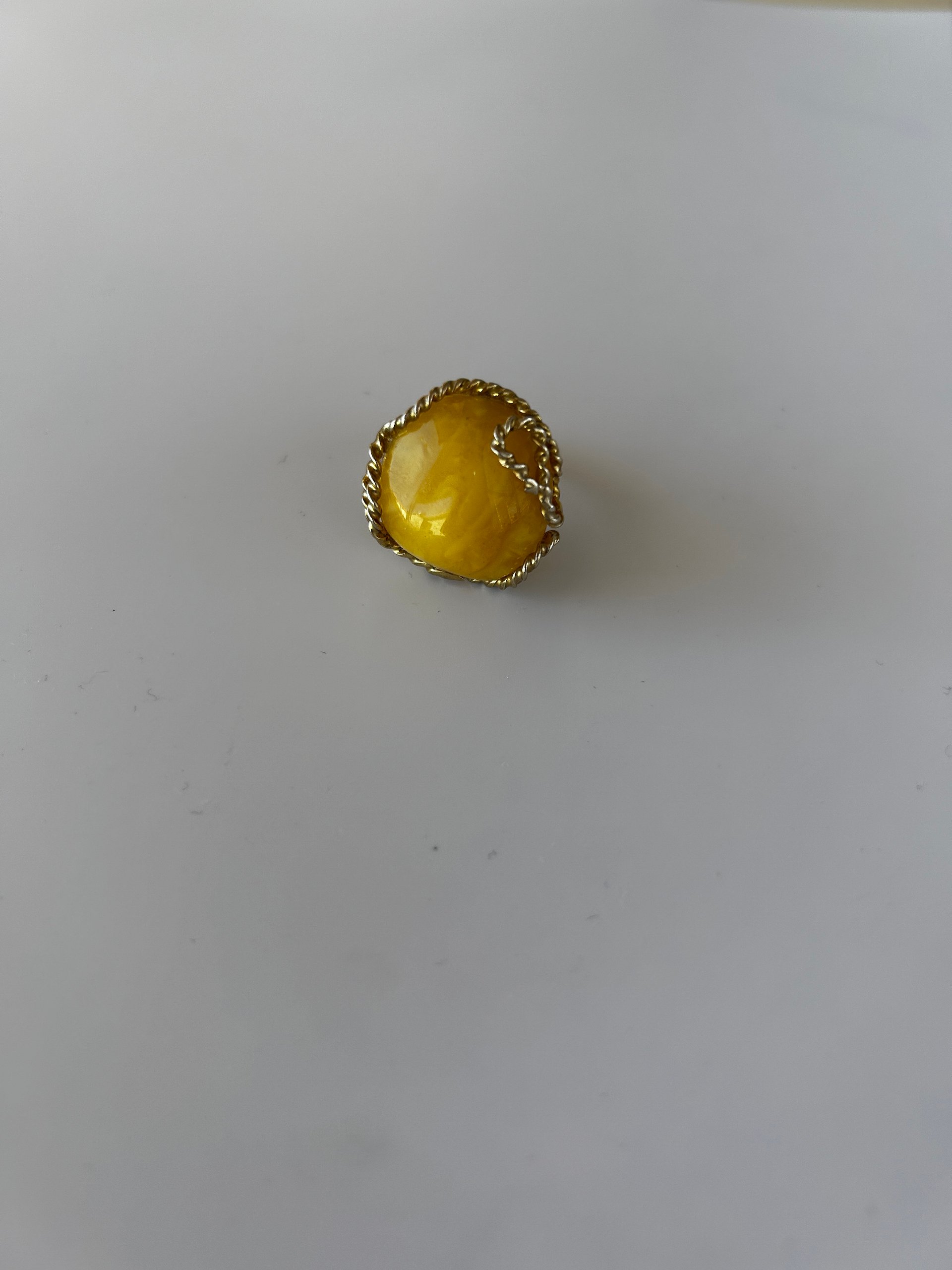 Baltic Egg Yolk Amber 925 Sterling Silver Twisted Swirl Design Adjustable Ring product image (1)