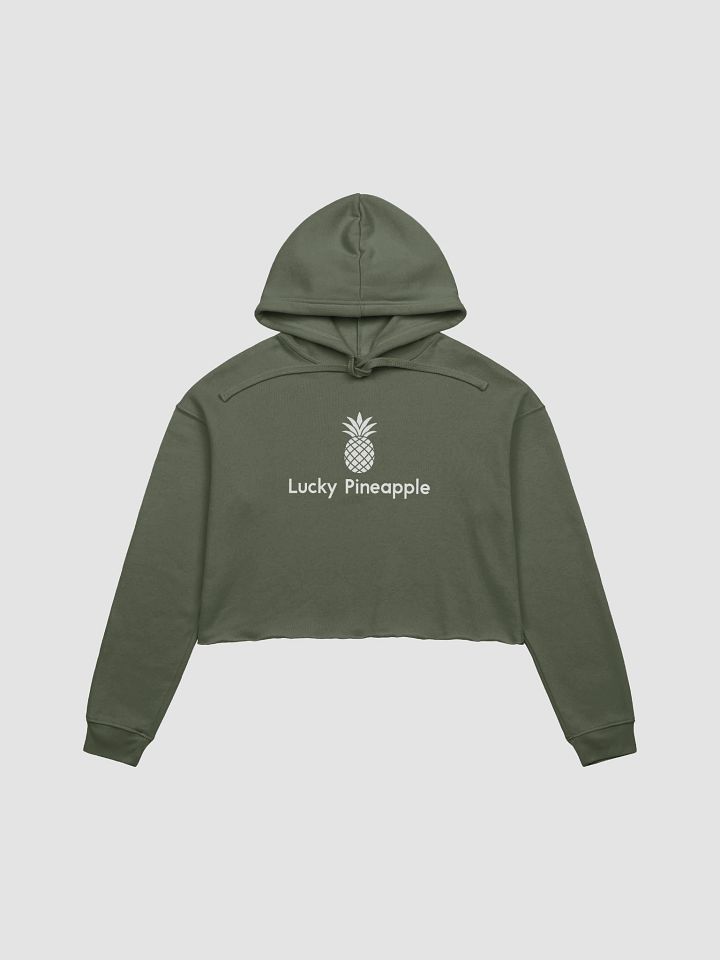 Lucky Pineapple Films Logo Khaki Green Women's Fleece Cropped Hoodie product image (1)